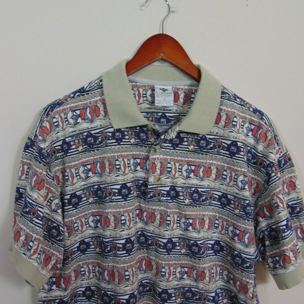 VTG Columbia Mens M/L Short Sleeve Collared Shirt - Picture 2 of 5